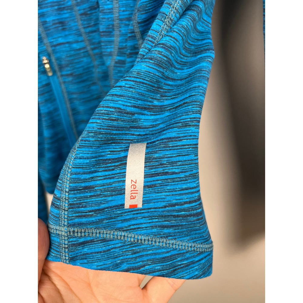Zella Blue Space‎ Dye Full Zip Jacket S Studio Core Ruched Mesh Back Athleisure - Picture 6 of 12